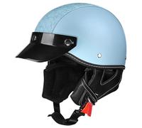 Retro Motorcycle Half Helmets with PU Leather Strap Brim Scooter Helmet for Commuting Adventure Off road Cruising All Seasons Unisex S/55-56cm
