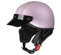 Retro Motorcycle Half Helmets with PU Leather Strap Brim Scooter Helmet for Commuting Adventure Off road Cruising All Seasons Unisex L/59-60cm