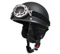 Retro Motorcycle Helmet Open Face Helmet ECE Certified Half Helmet with Goggles Retro Half Helmet German Jet Braincap Style Helmet Scooter Helmet Men's and Women's ABS Material D,L=59-60CM