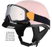 Retro Motorcycle Helmets, Leather Motorcycle Helmets, Comfortable Motorcycle Helmets, Half Face Helmets, Vintage Motorcycle Helmets, Leather Motorcycle Gear, Helmet with Goggles 1,XL