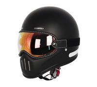 Retro Motorcycle Open Face Off-Road Helmet with Goggles, ECE/DOT Approved FMVSS 218 Carbon Fiber Full Face Motorbike Helmet Men Women,2XL(60CM),FF