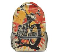 Retro Motorcycle Print Backpack, College Style Rucksack, Gradient Sunset Sky Travel Backpack (print 3)