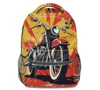Retro Motorcycle Print Backpack, College Style Rucksack, Gradient Sunset Sky Travel Backpack (print 4)