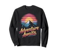 Retro Mountain Adventure Awaits Outdoor Design Sweatshirt