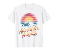 Retro Mountain Adventure Awaits Outdoor Design T-Shirt