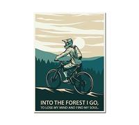 Retro Mountain Bike Poster Canvas Painting Into The Forest I Go to Lose My Mind Find My Soul Wall Art Modern Room Home Decor (Color : A, Size : 40x50cm No Framed)