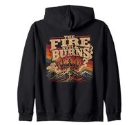Retro Mountain Cross The Fire Still Burns Zip Hoodie