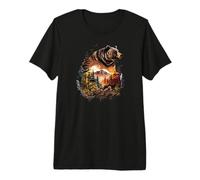 Retro Mountain Nature Animal Wildlife Forest Outdoors Bear Premium T-Shirt