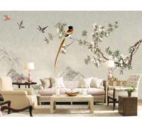 Retro Mountain Peaks Branches Flowers Flying Birds 3D Wallpaper Luxury Home Dining Decor Paste Sofa Living Room The Wall for Bedroom Mural-430cm×300cm