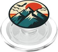 Retro Mountain Sunset Adventure Nature Landscape Graphic PopSockets PopGrip for MagSafe