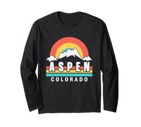 Retro Mountain Sunset Aspen Colorado Vintage Ski Travel Long Sleeve T-Shirt