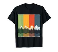 Retro Mountain Sunset Forest Nature Landscape Graphic Art T-Shirt
