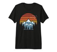 Retro Mountain Sunset Hiking Outdoor Vintage Nature Lover Premium T-Shirt