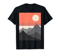 Retro Mountain Sunset Outdoor Nature Hiking Landscape T-Shirt