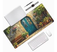 Retro Mouse Mat 800x400x3mm,Large Mouse Pad Flower Mousemad Non-Slip Rubber Base Stitched Edges,Gaming Mousepad Waterproof,Desk Mat Rubber Base,Computer Accessories Desk Pad for Office,Home 0E-334