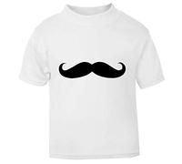 Retro Moustache [BBY1] Short Sleeve Cotton Kids t Shirt, 2-3 Years, White