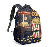 Retro Movie Night Popcorn Print Backpack Durable Polyester School Rucksack for Students Fashion Laptop Bag for Teens Travel Multi-size Selection (03)