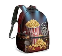 Retro Movie Night Popcorn Print Backpack Durable Polyester School Rucksack for Students Fashion Laptop Bag for Teens Travel Multi-size Selection (07)