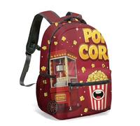 Retro Movie Night Popcorn Print Backpack Durable Polyester School Rucksack for Students Fashion Laptop Bag for Teens Travel Multi-size Selection (04)