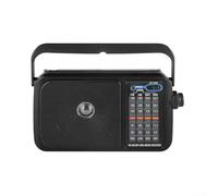 Retro Multi-Band Radio Portable AM FM Shortwave Radio with Elegant Design, Classic Aesthetic, Carrying Handle, AC/Battery Powered Controls for Home Travel