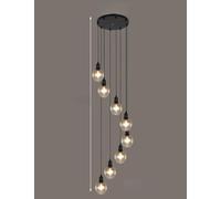 Retro Multi-Glass Ball Spiral Chandelier - Modern Pendant Lights for Duplex Staircase & Villa E27 LED Large Size (8 Balls) - Elegant Lighting Fixture