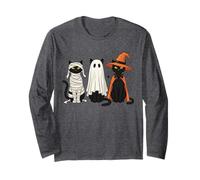 Retro Mummy Ghost Witch Cats Costume - Cute Spooky Cat Lover Long Sleeve T-Shirt