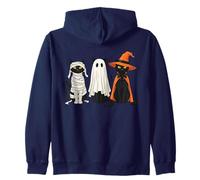 Retro Mummy Ghost Witch Cats Costume - Cute Spooky Cat Lover Zip Hoodie