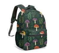 Retro Mushroom Daisy All Over Print 16 Inch Backpack Whimsical Fantasy Designer School Bag for Kids Adults (04)