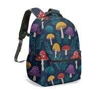 Retro Mushroom Daisy All Over Print 16 Inch Backpack Whimsical Fantasy Designer School Bag for Kids Adults (07)