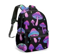 Retro Mushroom Daisy All Over Print 16 Inch Backpack Whimsical Fantasy Designer School Bag for Kids Adults (15)