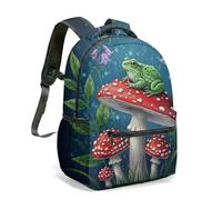 Retro Mushroom Daisy All Over Print 16 Inch Backpack Whimsical Fantasy Designer School Bag for Kids Adults (09)