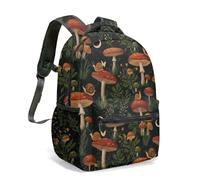 Retro Mushroom Daisy All Over Print 16 Inch Backpack Whimsical Fantasy Designer School Bag for Kids Adults (06)