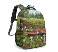 Retro Mushroom Daisy All Over Print 16 Inch Backpack Whimsical Fantasy Designer School Bag for Kids Adults (11)