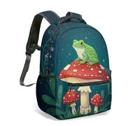 Retro Mushroom Daisy All Over Print 16 Inch Backpack Whimsical Fantasy Designer School Bag for Kids Adults (10)