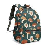 Retro Mushroom Daisy All Over Print 16 Inch Backpack Whimsical Fantasy Designer School Bag for Kids Adults (01)