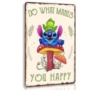 Retro Mushroom Home Kitchen Accessories Stitch Decor Funny Frog Cute Bathroom Frog Metal Tin Signs Fairy Welcome Do What Makes You Happy Sign Halloween Christmas Decorations For Bedroom 12x8 Inch