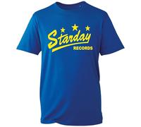 Retro Music Label Graphic Shirt | Vintage Record Company Style Tee with Stars and Script Logo (Royal, 3 Years)