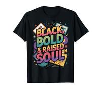 Retro Music Pride Tee Black Bold and Raised on Soul T-Shirt