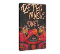 Retro Music Tiger Art - Vinyl DJ Paintings Canvas Poster Bedroom Decor Landscape Office Room Decor Gift 20x30inch(50x75cm)