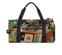 Retro Music Trend Art Illustration_ Gym Bag for Men Women,Duffle Bags with Shoe&Compartment,Weekender Bag for Travel,Fitness