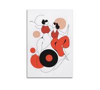 Retro Music Wall Art, Vintage Vinyl Record Dancing Canvas Decor Suitable for Living Room Bar Home And Studio Space Hanging Paintings Poster 20x30inch(50x75cm)