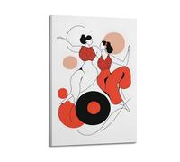 Retro Music Wall Art, Vintage Vinyl Record Dancing Canvas Decor Suitable for Living Room Bar Home And Studio Space Hanging Paintings Poster 24x36inch(60x90cm)