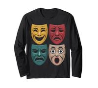 Retro Musical Theater Mask Drama Actor Theatre Nerd Gifts Long Sleeve T-Shirt