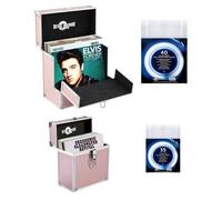 Retro Musique 12 & 7 Inch Aluminium Lp & Ep Vinyl Case, Rose Gold, With 40 & 35 Pp Sleeves