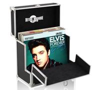 Retro musique 12 Inch Vinyl Record Storage with 40 12" Outer Sleeves | Vinyl Storage Box with Unique Front Flap Opening | LP Storage Boxes Holds up to 40 LP's | Record Box Perfect for Your Vinyls