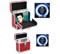 Retro Musique Aluminium 12" Vinyl Record Storage Case - Includes 40 Outer Sleeves & 7" EP Storage Case - 35 Outer Sleeves (Red)