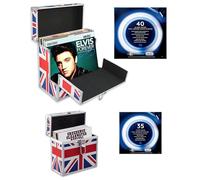 Retro Musique Aluminium 12" Vinyl Record Storage Case - Includes 40 Record Sleeves & 7" EP Storage Case - Union Jack