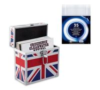 Retro musique Aluminium 7" Vinyl Record EP Storage Case Holds up to 35 EPs (in PVC Sleeves) Includes 35 Vinyl Record Outer Sleeves (Union Jack)