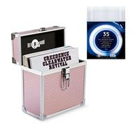 Retro musique Aluminium 7" Vinyl Record EP Storage Case Holds up to 35 EPs (in PVC Sleeves) Includes 35 Vinyl Record Outer Sleeves (Rose Gold)