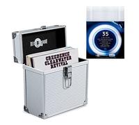 Retro musique Aluminium 7" Vinyl Record EP Storage Case Holds up to 35 EPs (in PVC Sleeves) Includes 35 Vinyl Record Outer Sleeves (Sliver)